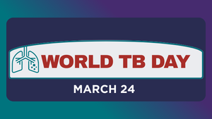 Text that reads World TB Day March 24 next to lungs icon
