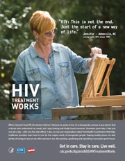 Small campaign image from HIV Treatment Works depicting Jennifer (Asheville, NC) who has been living with HIV since 1997.