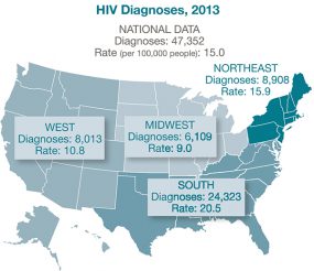 2013 U.S. HIV Diagnosis Map Graphic