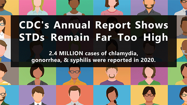 illustrations of people with a message about CDC's annual STD report