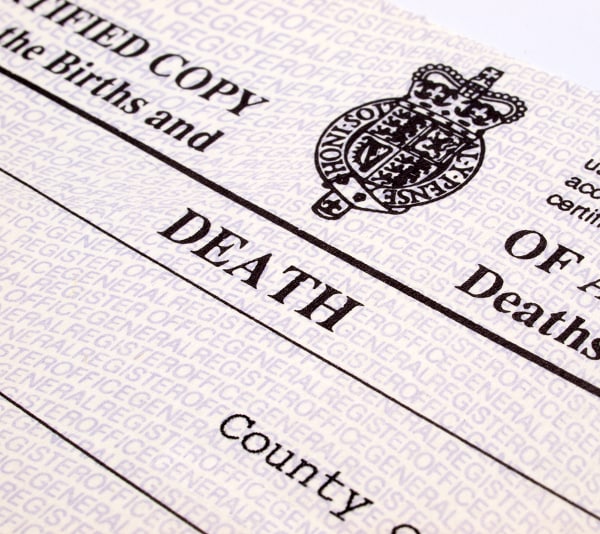 image of death certificate