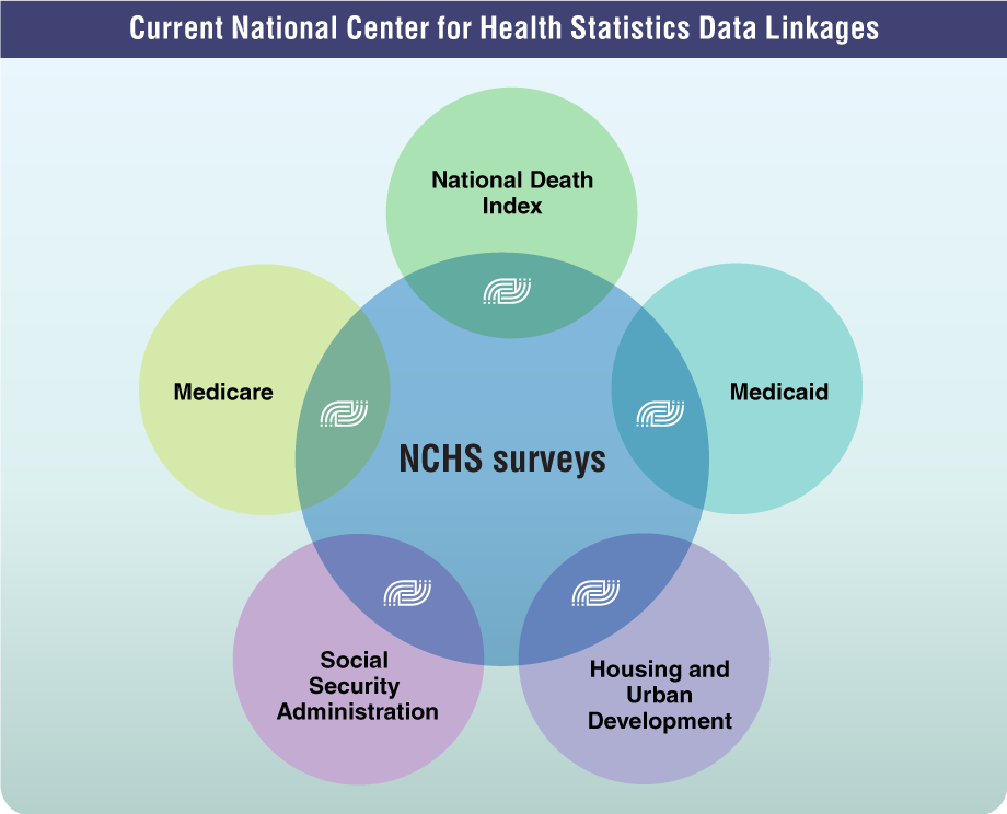 Figure 1 is a diagram that shows the current NCHS Data Linkages. 
