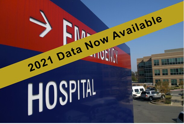Image of emergency room entrance with banner across image that reads: 2021 Data Now Available