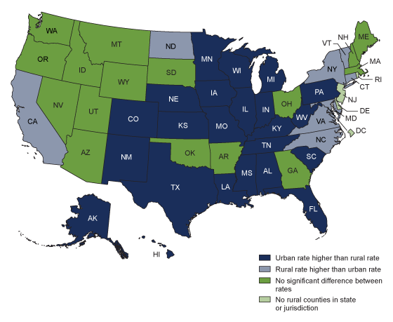 Figure 4 is a map of the United States showing the age-adjusted rates of drug overdose deaths by jurisdiction of residence for 2020.