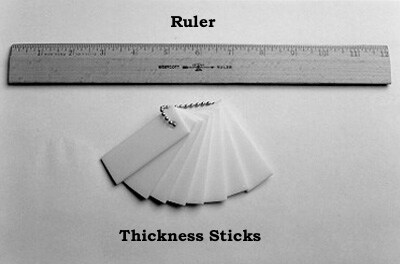 Ruler and set of thickness sticks