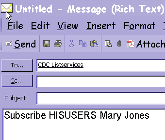 Example of email message subscribing Mary Jones. Email Reads: Subscribe H I S U S E R S Mary Jones
