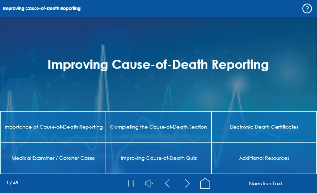 Screenshot for Cause of Death Reporting Training