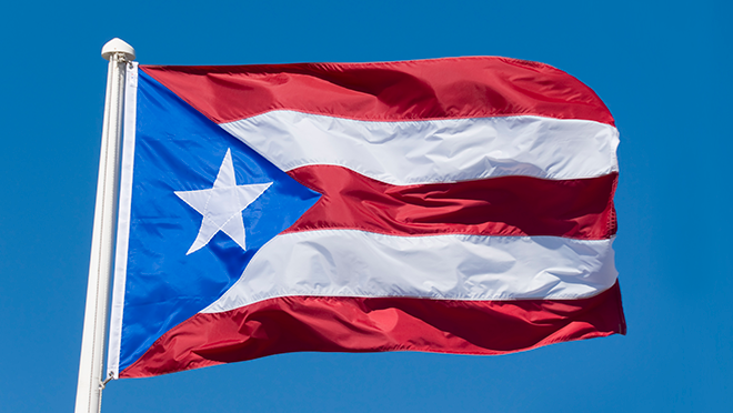 Puerto Rico flag blowing in the wind