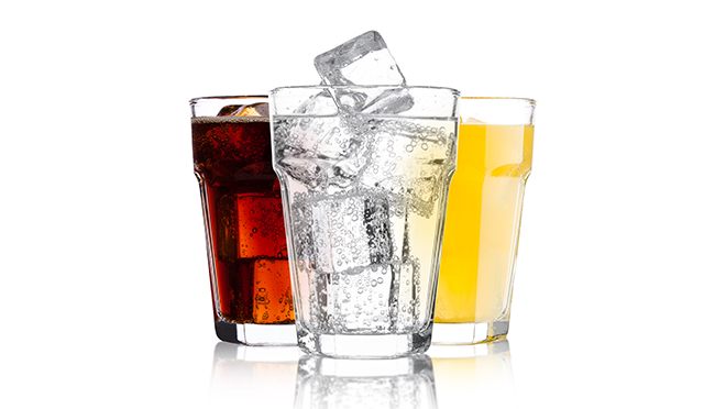 Three drinks in three separate glasses.