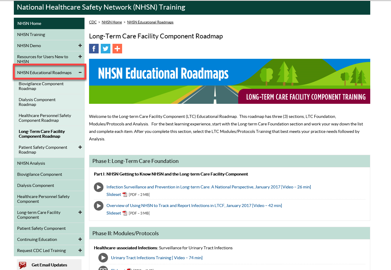 jun18-ltc-4 nhsn ltcf educational roadmap home page