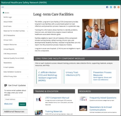 Screenshot of updated LTCF home page