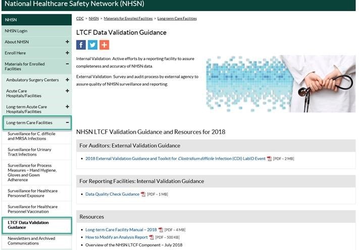 NHSN LTCF Data Validation Guidance page