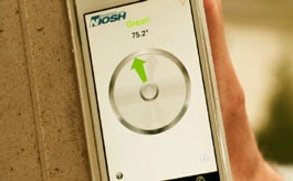 The NIOSH Ladder Safety App has a mea­surement tool to indicate when a ladder is set at the optimal angle. Photo by NIOSH. 