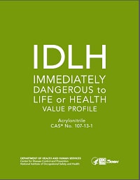 Cover shot of Immediately Dangerous to Life or Health Value Profile for acrylonitrile