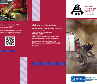 unfolded trifold brochure with information about the nfr, with photos of firefighters.