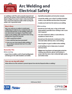 Electrical Safety and Arc Welding	2022-128 Cover Image