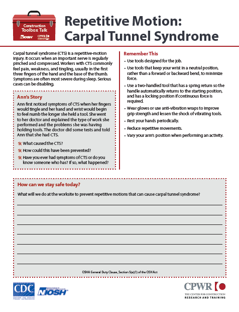 Repetitive Motion: Carpal Tunnel Syndrome	2022-131