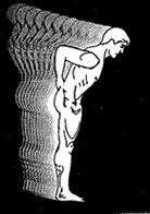 graphic of a person bending forward