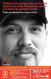 Cartel sobre ca&iacute;das en la construcci&oacute;n