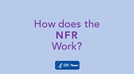 First screen of vide, blue background with purple lettering that says "How does the NFR work?"
