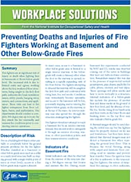 Cover of Wordplace Solutions: Preventing Deaths and Injuries of Fire Fighters Working at Basement and Other Below-Grade Fires