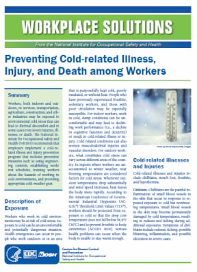 Preventing Cold-related Illness, Injury, and Death among Workers