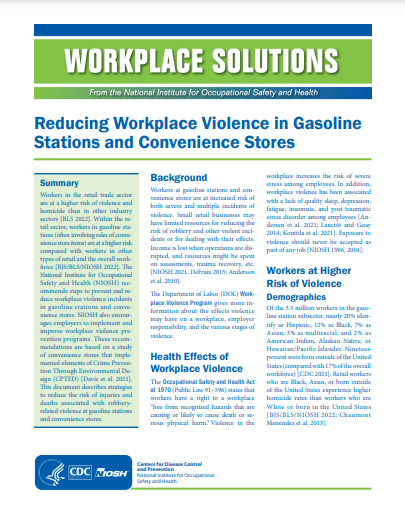 2023-121, Reducing Workplace Violence in Gasoline Stations and Convenience Stores 2023-121 cover image