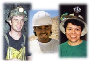 Miner Day photo collage of 3 workers