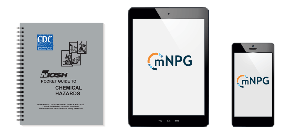 NIOSH pocket guide three ways: printed and bound, on a tablet, and on a phone