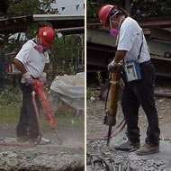 workers wearing chemical protective equipment