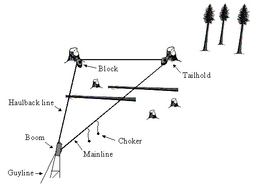 schematic of cable yarding system