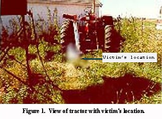 view of tractor with victim's location