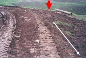 photo illustrates the bulldozer's path