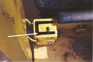 photo shows the transmission selector lever in 2nd speed reverse