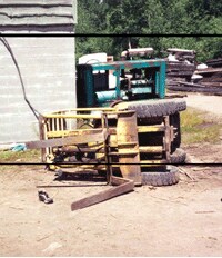 Overturned Forklift.