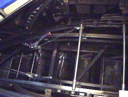 Exhibit #3. View of the escalator truss with the stairs removed. This is where the victim was working when the escalator suddenly came on.