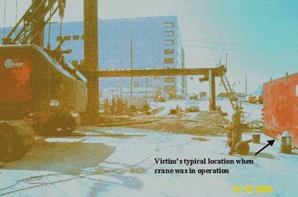 Figure 2 – Victim's typical work location during the crane operation.