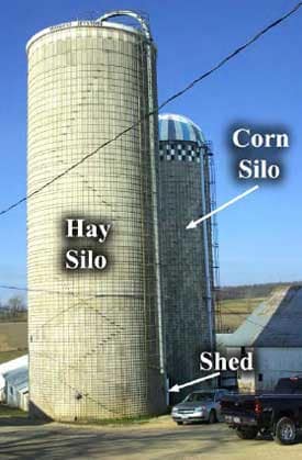 Photo 2 - View of both silos, showing position of shed and free-stall barn to the west.