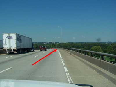 Location where semi parked on shoulder.