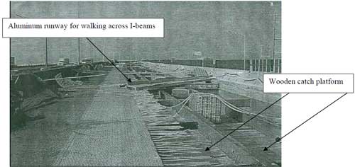 Aluminum runway for walking across I-beams