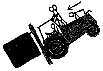 Figure 3. When forklift tipped forward, victim fell forward and landed at right front of forklift.