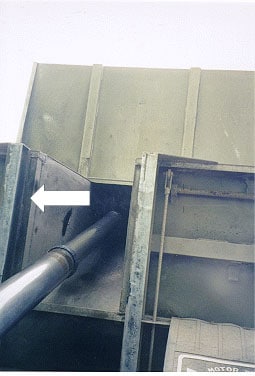 close up of hydraulic hoist cylinder