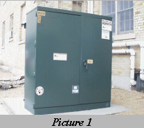 photograph of pad-mounted transformer