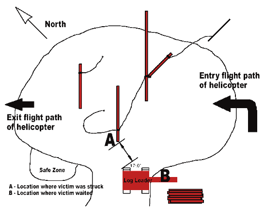Figure 1. Layout of the drop zone and log loading area.
