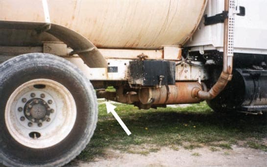 Illustration of approximate location on passenger side of the truck where victim stooped and leaned under the truck before he disappeared from view.