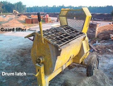 Guard lifter attached with guard in closed position.