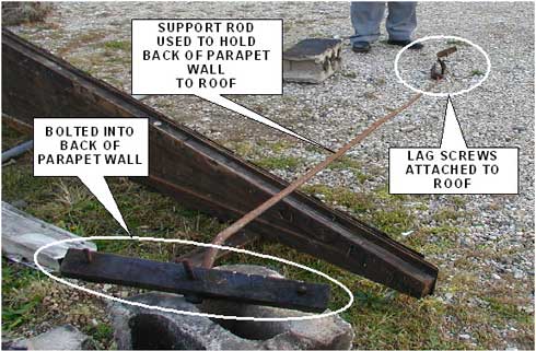 Photo 2. Support rod for parapet wall
