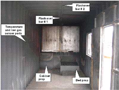 Photo 1. Inside view of front of burn chamber.