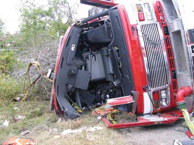 Overturned Fire Truck