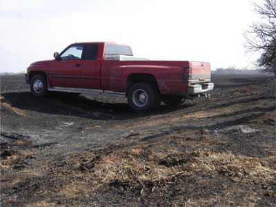 Re-creation of how grass truck was positioned during burn-over incident
